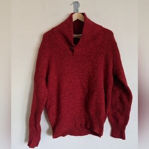 Vintage L.L.Bean 100% Wool Shawl Collar Sweater – Men’s – Deep Red Rugged Luxury